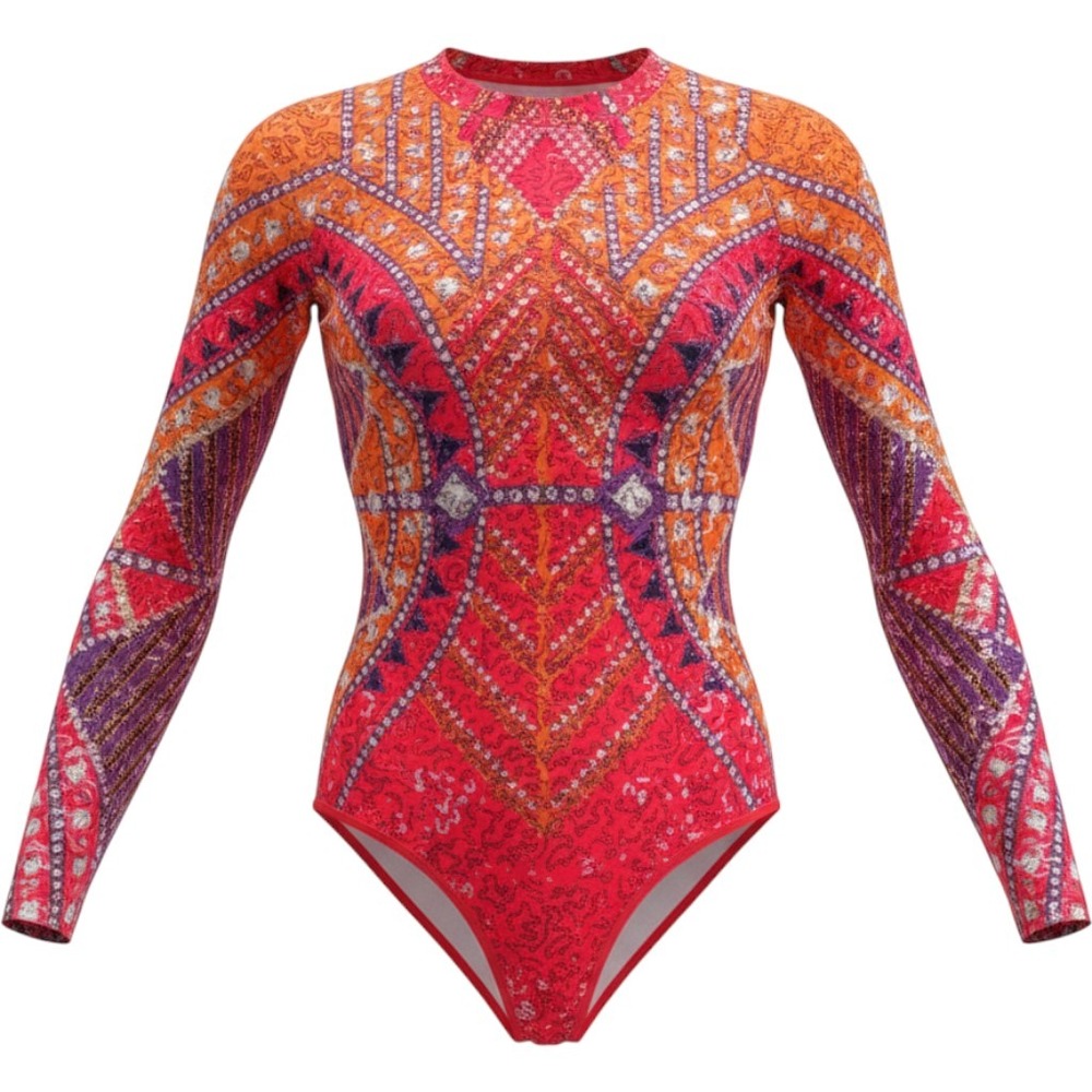 Alexandra Collection Sequin Bodysuit Pink Orange Purple Long Sleeve Dance Wear